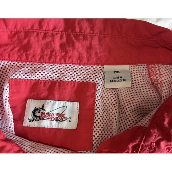World Wide Sportsman Men's 2XL Red Vented Button-Up Fishing Outdoor LS Shirt - Picture 7 of 8